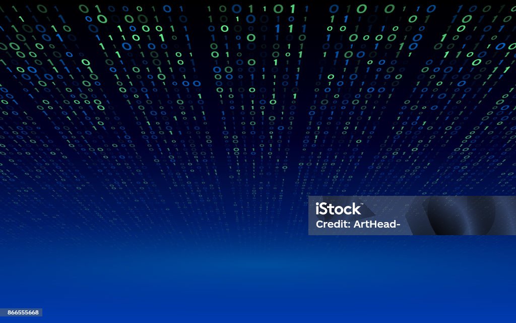 Abstract Matrix Technology Concept Perspective Binary Code On A Blue ...