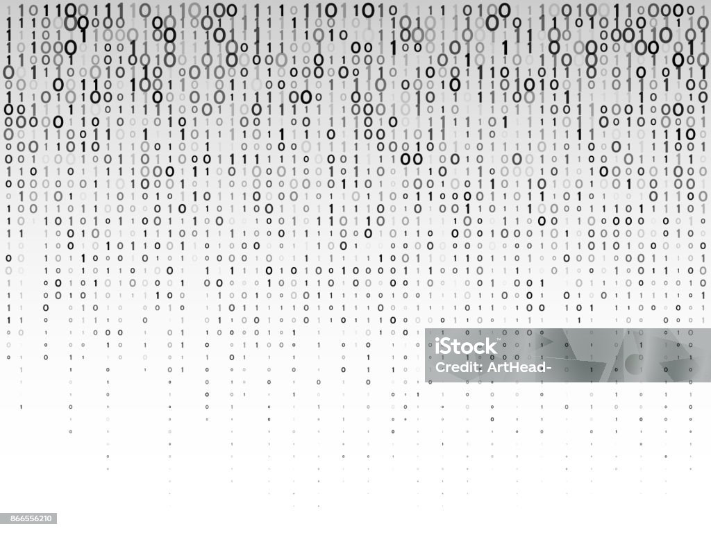 Falling Digital Numbers On A Grey Background Abstract Binary Computer ...