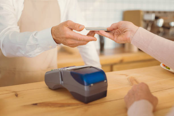 istock Close up of an electronic terminal staying on the table 866562482