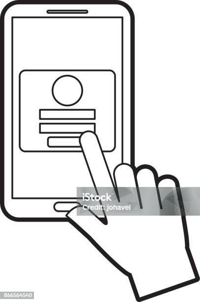 Hand Touch Mobile Phone Webpage Login Security Stock Illustration - Download Image Now - Button - Sewing Item, Colombia, Communication
