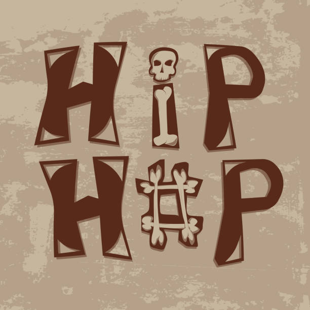 ilustraciones, imágenes clip art, dibujos animados e iconos de stock de vector letras hip-hop sobre fondo de grunge beige. letra de los huesos. para camisetas, carteles, flyer, carteles de venta de entradas y otros - animal skeleton illustrations