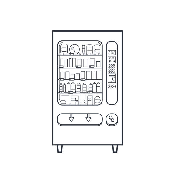 линеарт вектор торговый автомат - vending machine machine candy selling stock illustrations