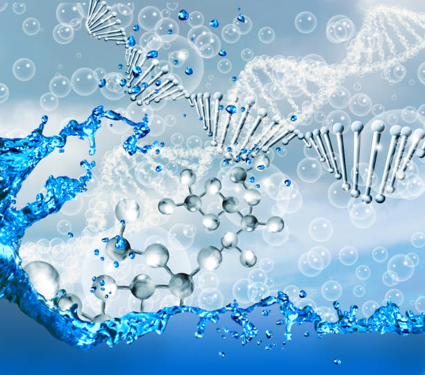 istock Image of molecular structure and chain of dna on blue background close up, 866575784