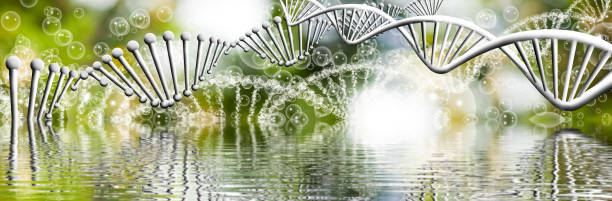 istock Image of molecular structure and chain of dna on blue background close up, 866578330