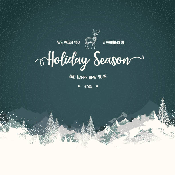 Holiday Background with Mountains Holiday background, layered illustration, global colors used. winter stock illustrations