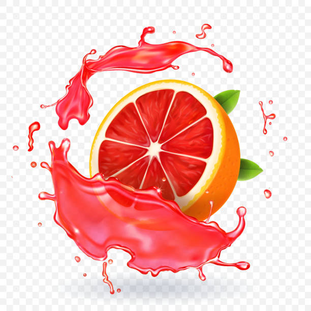грейпфрутовый сок всплеск фруктов свежие реалистичные значок - lime juice illustrations stock illustrations