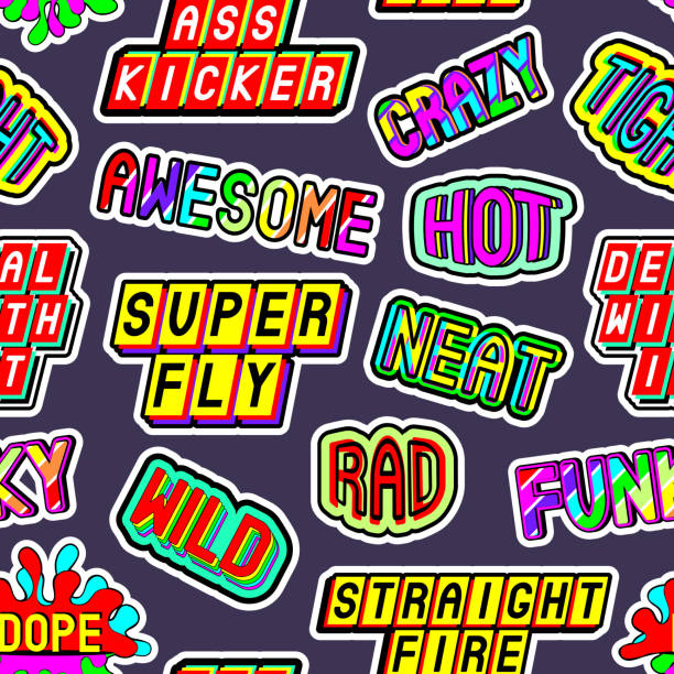 Colorful Seamless Pattern With Slang Words And Phrases Dope
