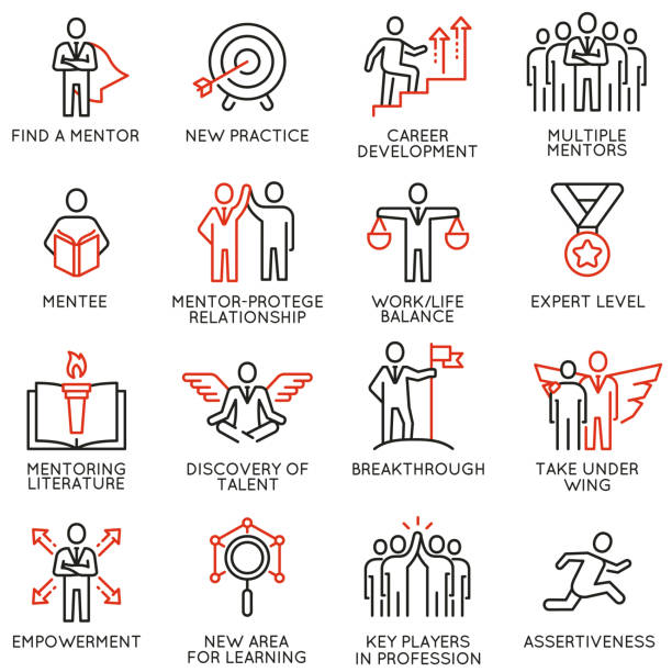 ilustrações de stock, clip art, desenhos animados e ícones de vector set of icons related to business training, consulting service - coherence