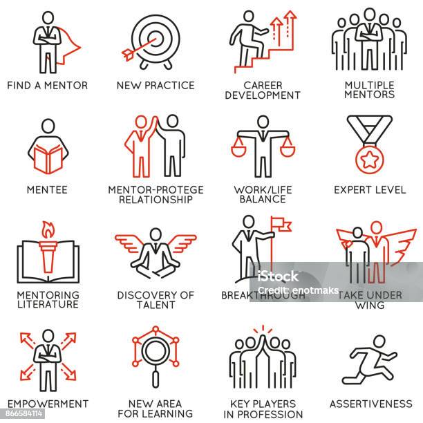 Vector Set Of Icons Related To Business Training Consulting Service Stock Illustration - Download Image Now