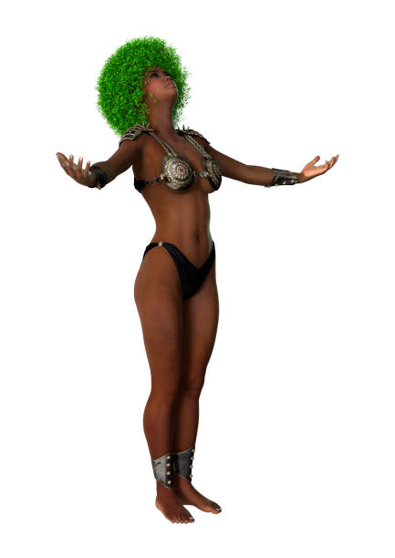 istock 3D rendering beautiful African girl on white 866584124