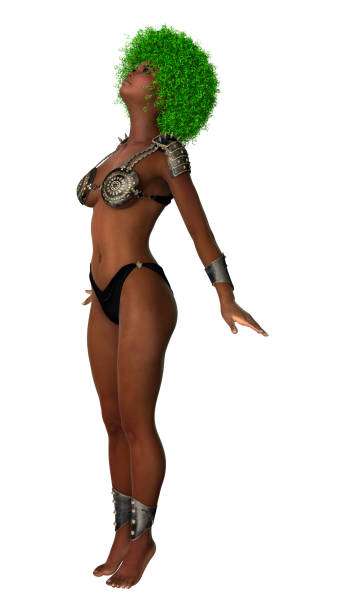 istock 3D rendering beautiful African girl on white 866584136