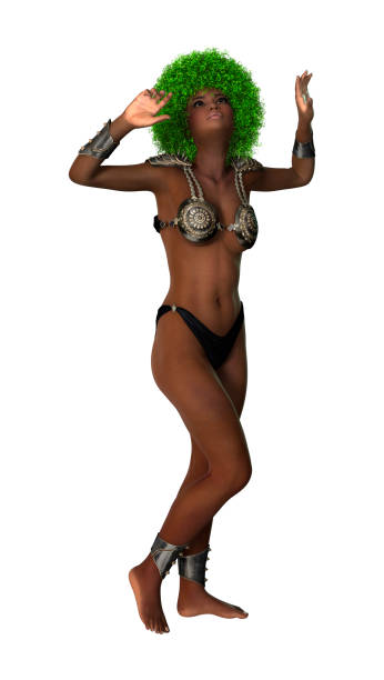 istock 3D rendering beautiful African girl on white 866584190