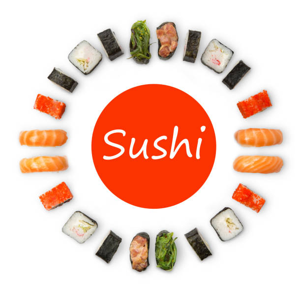 istock Set of sushi, maki and rolls isolated on white background 866585038