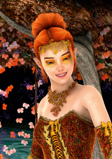 istock 3D rendering princess of autumn on white 866592340