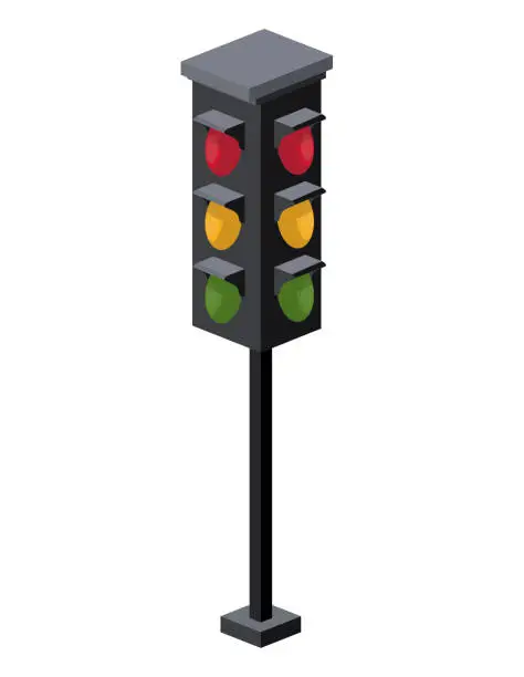 Vector illustration of traffic light isometric icon