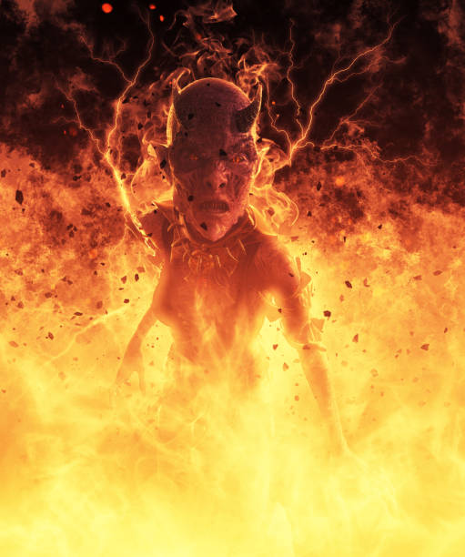 istock 3D Illustration Demon Woman Burns In A Hellfire 866600840
