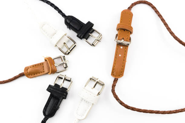 istock Small variety color fashion belt on white backdrop 866601450