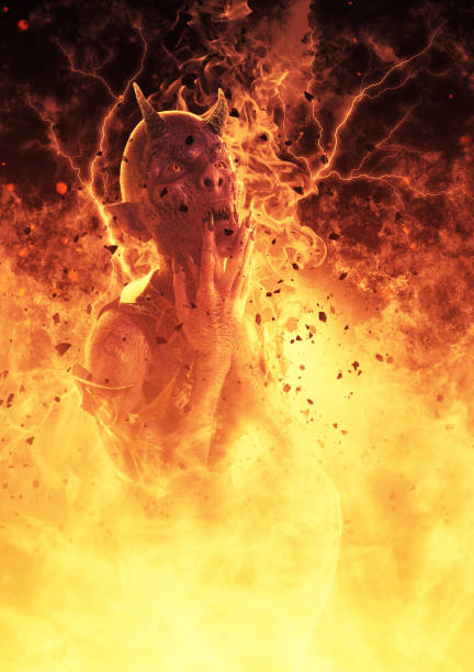 istock 3D Illustration Demon Woman Burns In A Hellfire 866601608