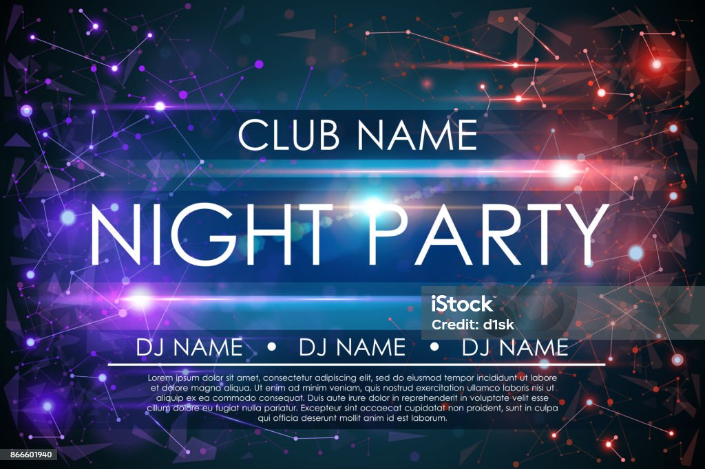 Noche party poster - arte vectorial de Discoteca libre de derechos