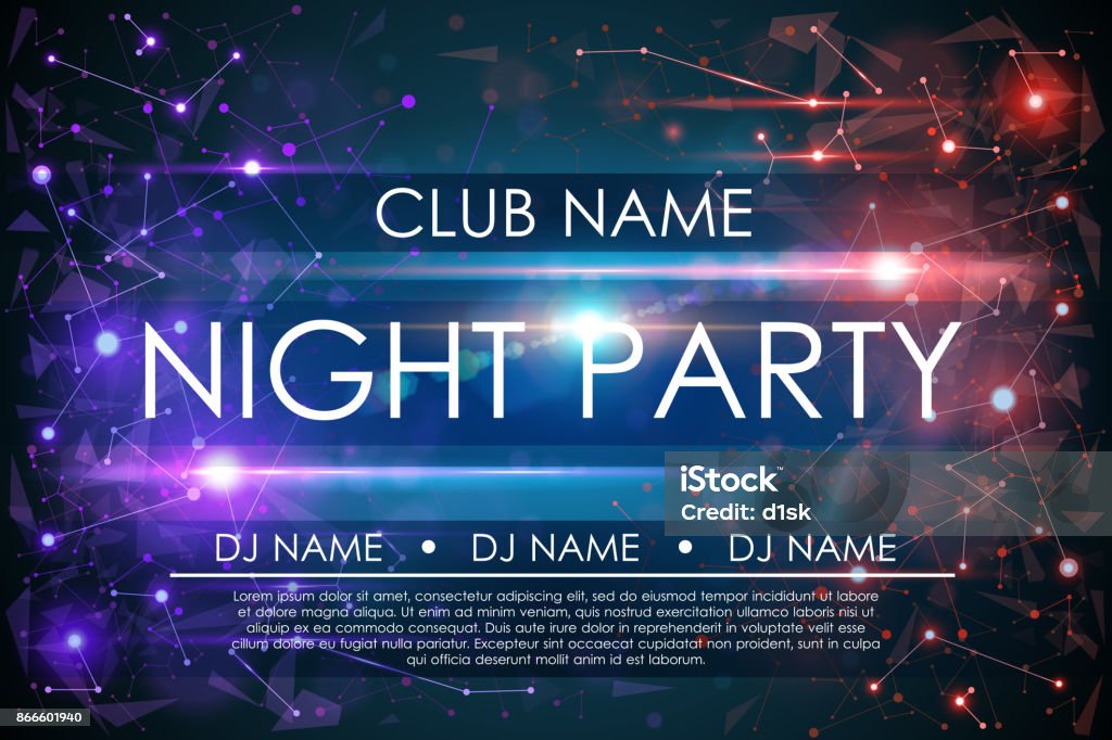 Night party poster Night party poster in vector Party - Social Event stock vector