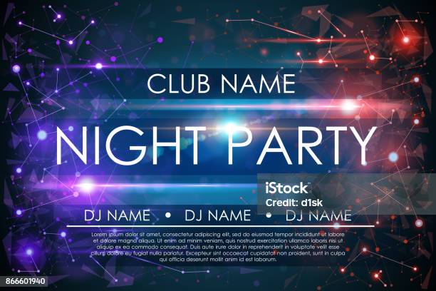 Night Party Poster Stock Illustration - Download Image Now - Party - Social Event, Nightclub, Flyer - Leaflet