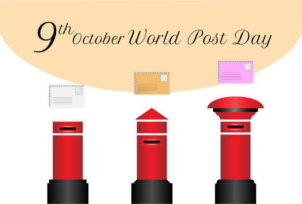 welt-post-tag, 9 oktober - day calendar historic world event event stock-grafiken, -clipart, -cartoons und -symbole