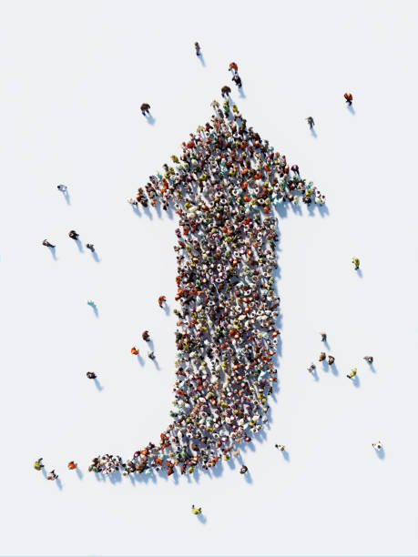 istock Human Crowd Forming An Up Arrow Sytmbol: Growth and Crowdfunding Concept 866609084