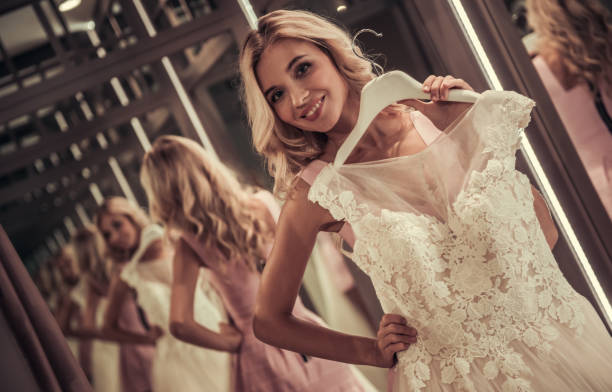 istock Lovely bride in wedding salon 866609196