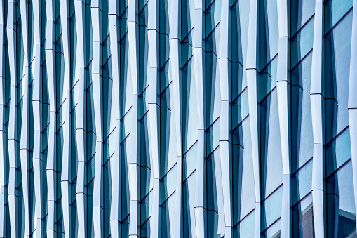 High quality abstract stock photos of downtown San Francisco's financial district buildings and high rises with repeating patterns and shapes in reflective glass and steel along Market Street.