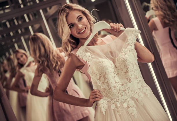 istock Lovely bride in wedding salon 866613130