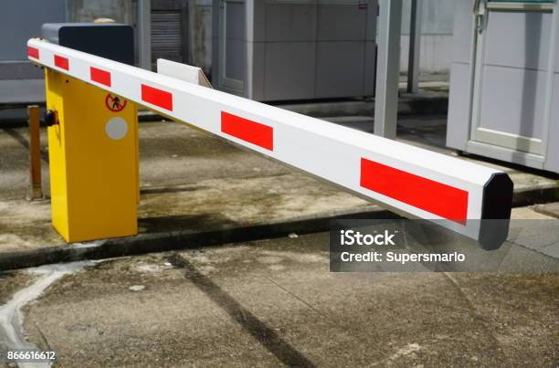 Entrance Of The Garage Stock Photo - Download Image Now - Parking Lot, Boundary, Hurdle