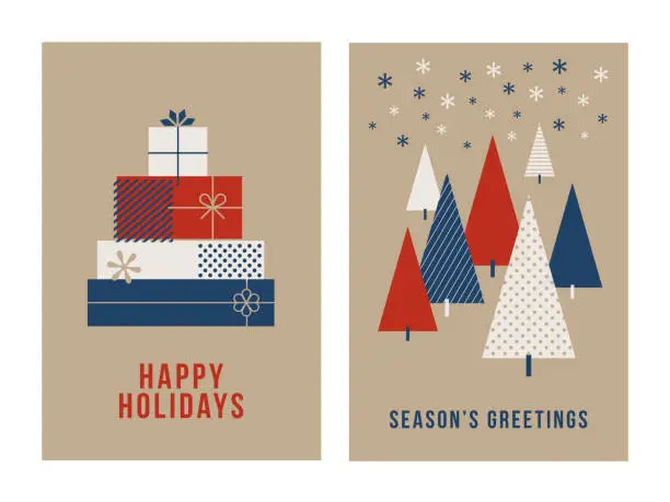 Vector illustration of Christmas Greeting Cards Collection.