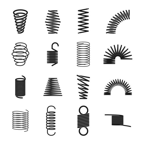 金属ばねアイコン - springs spiral flexibility metal点のイラスト素材／クリップアート素材／マンガ素材／アイコン素材