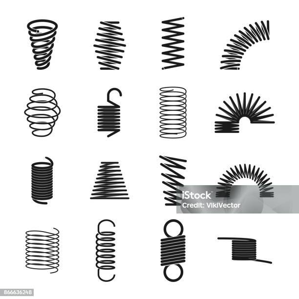 Metal Spring Icon Stock Illustration - Download Image Now - Flexibility, Spiral, Icon Symbol