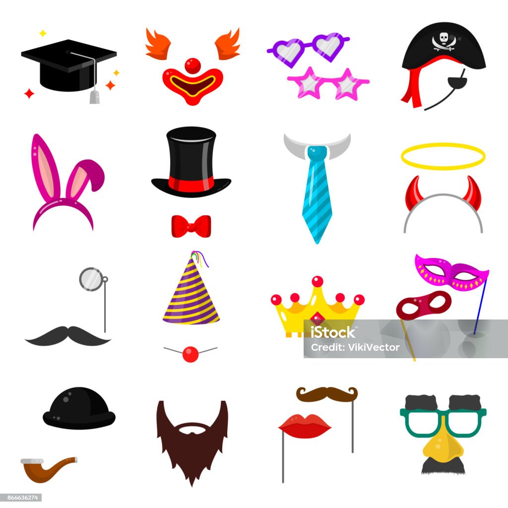 Ensemble de masque photo partie - clipart vectoriel de Accessoire libre de droits