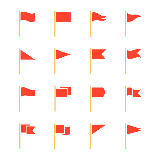 wimpel und fahnen set - triangle square shape label symbol stock-grafiken, -clipart, -cartoons und -symbole