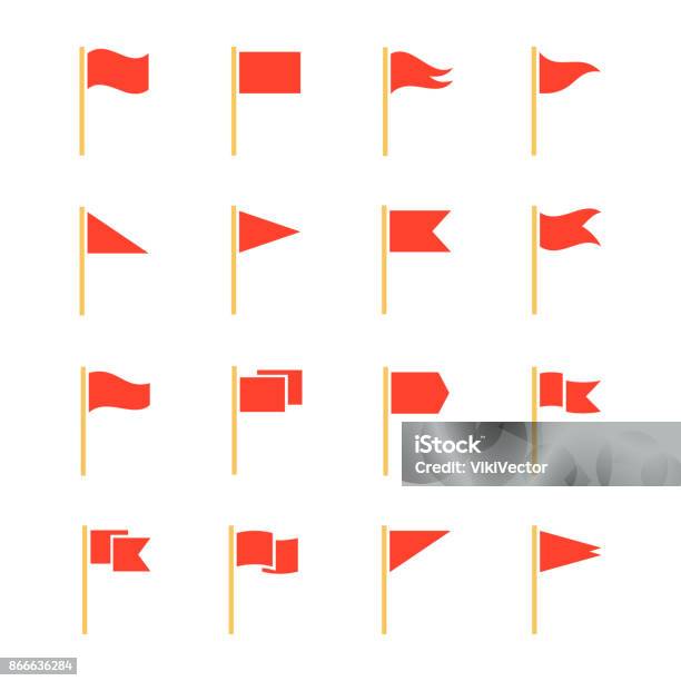 Pennants And Flags Set Stock Illustration - Download Image Now - Flag, Icon Symbol, Logo