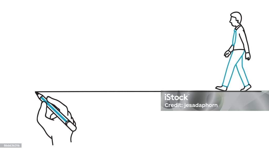 Línea de guía siguiente poca empresario - arte vectorial de Orientación libre de derechos