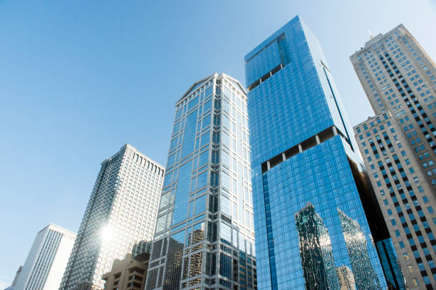 istock Downtown Urban Buildings by Chicago River Midwest USA 866638806