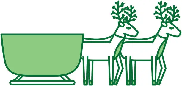 Vector illustration of reindeer pulling christmas sledge traditional image