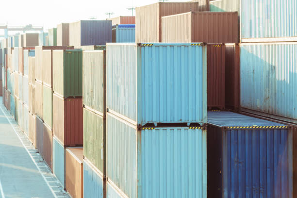 istock colorful containers at port 866648818