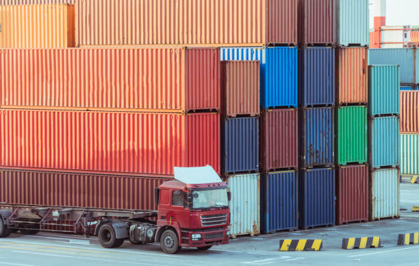 istock colorful containers at port 866651436