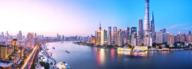 istock modern buildings near water at twilight 866655548