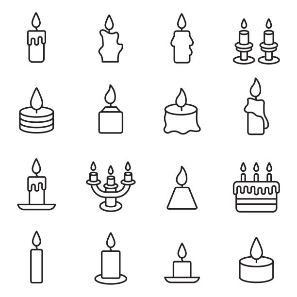 stockillustraties, clipart, cartoons en iconen met kaars pictogramserie - kaars