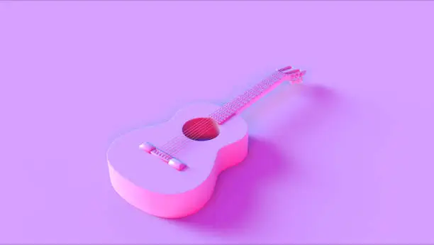 Pink Acoustic Guitar / 3d illustration / 3d rendering