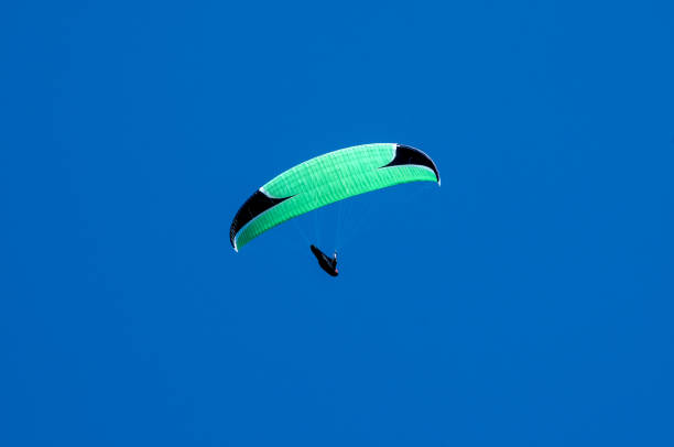 istock Paraglider flies over a mountain valley on a sunny summer day. 866657812