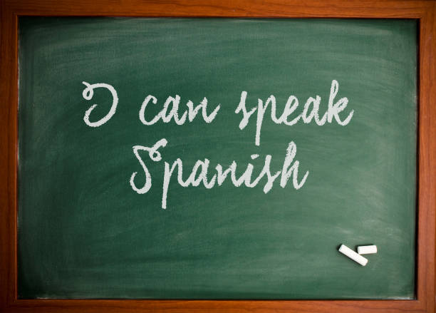 istock I can speak Spanish  - Motivational quote on blackboard 866660614