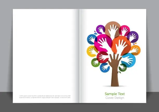 Vector illustration of Environmental Hands Tree Cover design