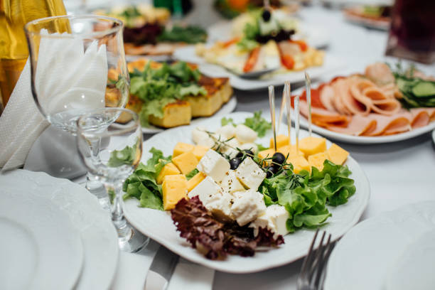 istock Tasty meat and vegetable snacks on the wedding table 866663362