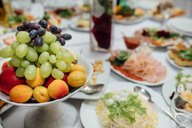 istock Tasty meat and vegetable snacks on the wedding table 866666920